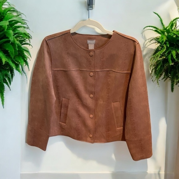 Chico’s Women’s Ultra Suede Jacket Blush Pink, Size 1 (Medium Size 8-10) - Picture 4 of 8